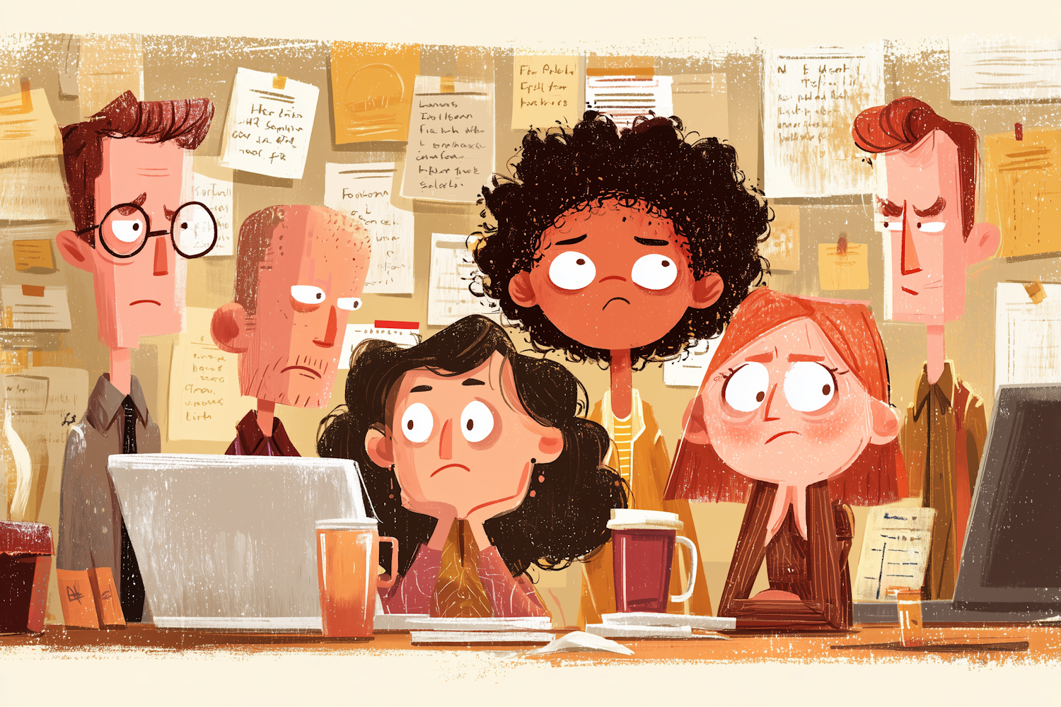 Stop Writing Jira Tickets Like Takeaway Orders Without Recipes A frustrated software development team during sprint planning, staring at a cluttered Jira backlog full of vague tickets like 'Fix checkout issue' and 'Make app faster'; a chaotic digital workspace with developers confused and overwhelmed, modern office environment.